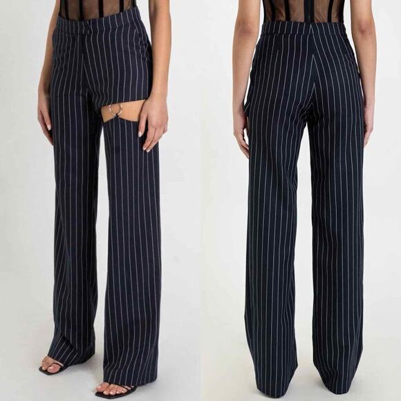 Nafsika Skourti Naughty Trousers Navy Pinstripe Pants UK 10 or US 6 - Picture 5 of 14
